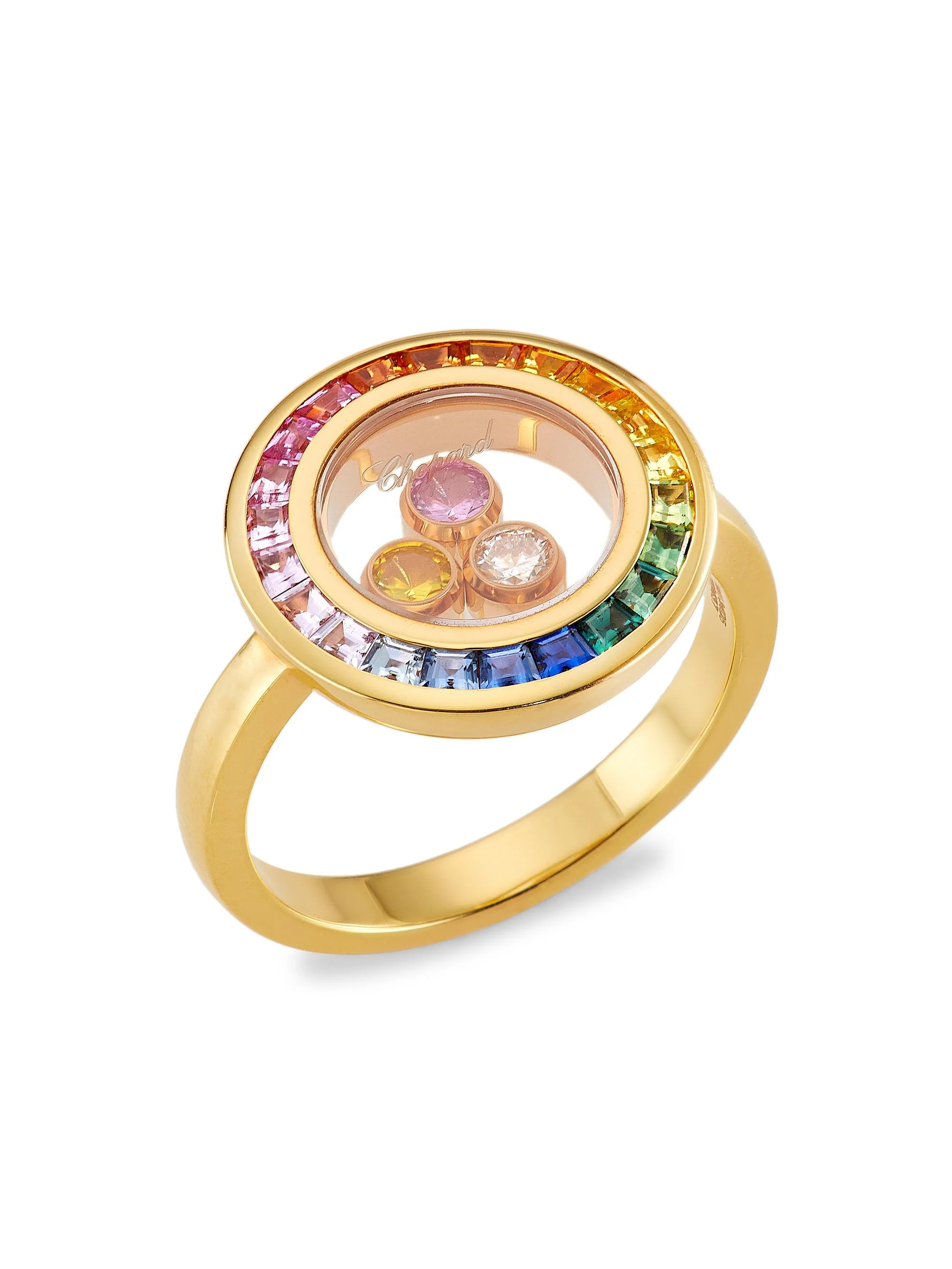 Women's Happy Diamonds 18K-Gold, Rainbow Sapphire & 0.1 TCW Diamond Ring - Pink - 1