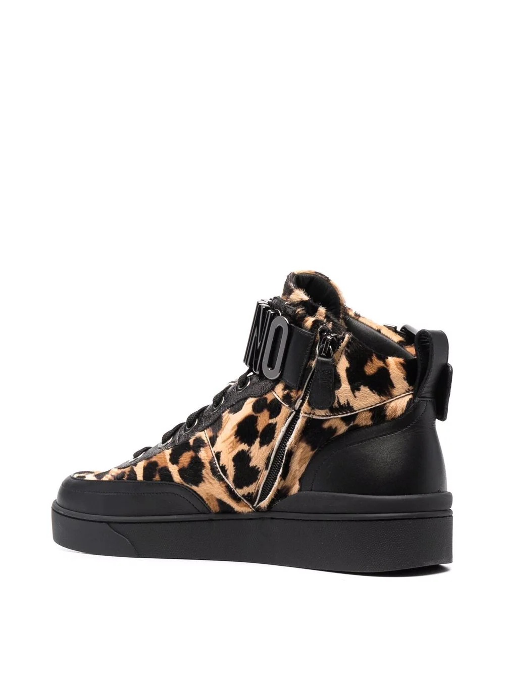 leopard-print logo high-top sneakers - 3