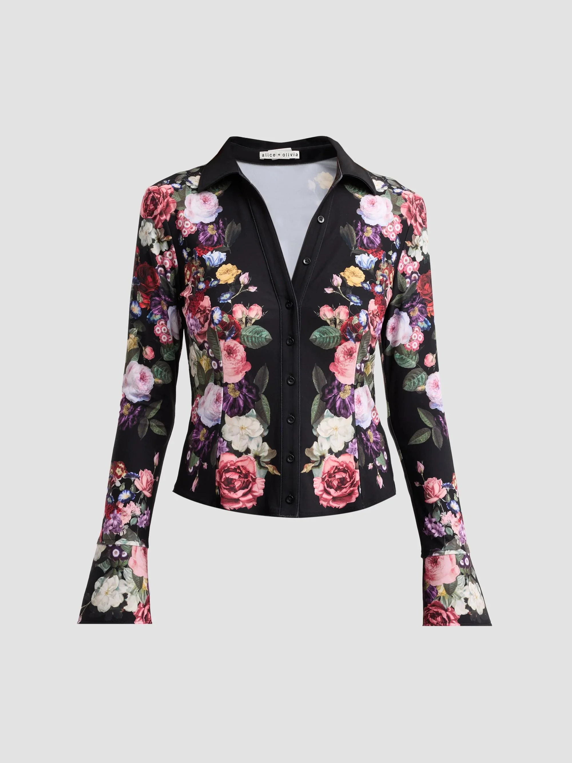 Women's Freya Floral Fitted Top - Hollywood Dreams Black - 1