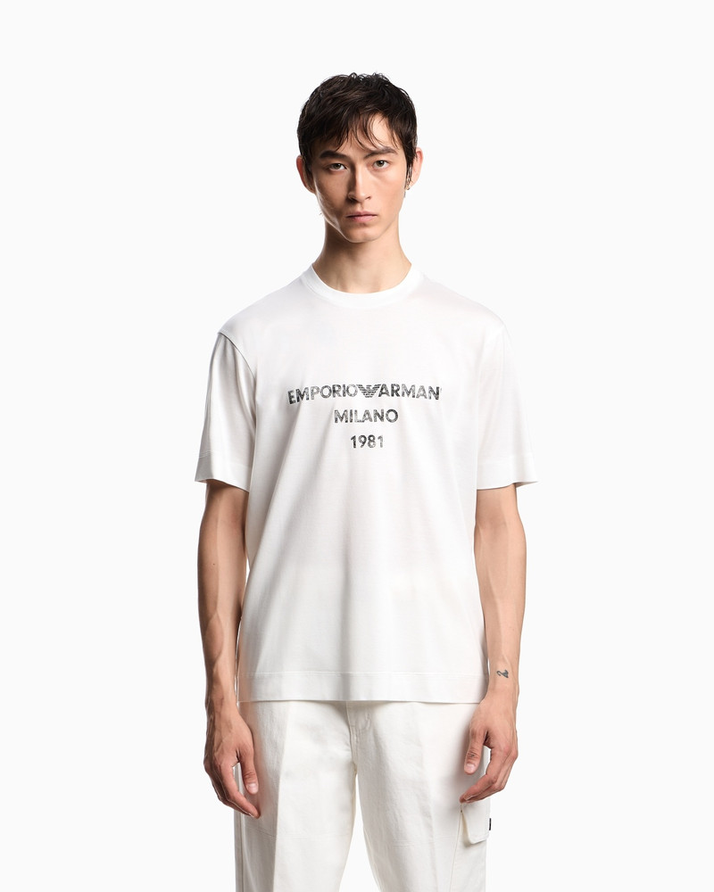 EMPORIO ARMANI ASV LYOCELL T-SHIRT WITH VINTAGE-EFFECT LOGO PRINT outlook