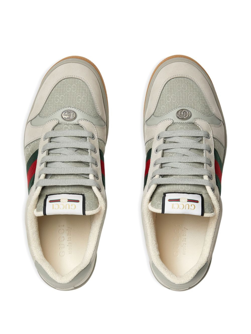 GG-pattern Web Stripe lace-up sneakers - 4