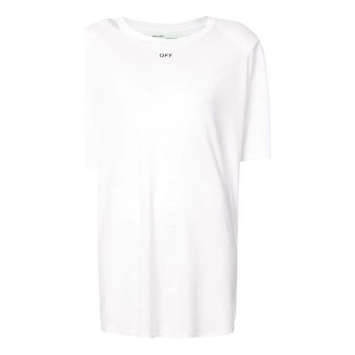 (WMNS) Off-White Printed Back Slit Crewneck Oversized T-shirt White OWAA035R184040060140 - 1