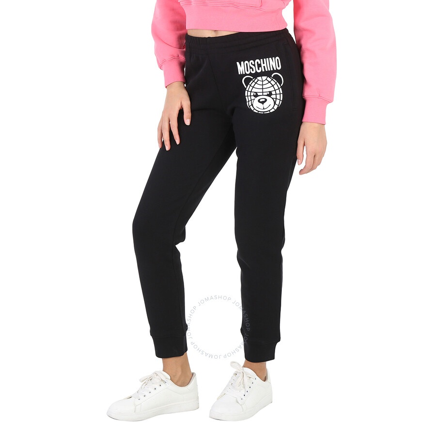 Moschino Fantasy Print Black Teddy Bear Organic Fleece Joggers - 4