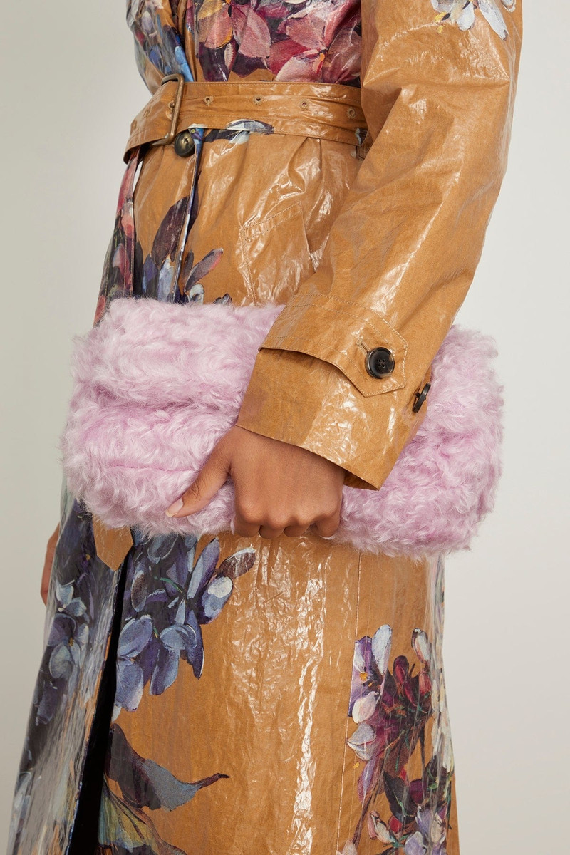 Dries Van Noten Fluffy Folded Clutch in Lilac outlook