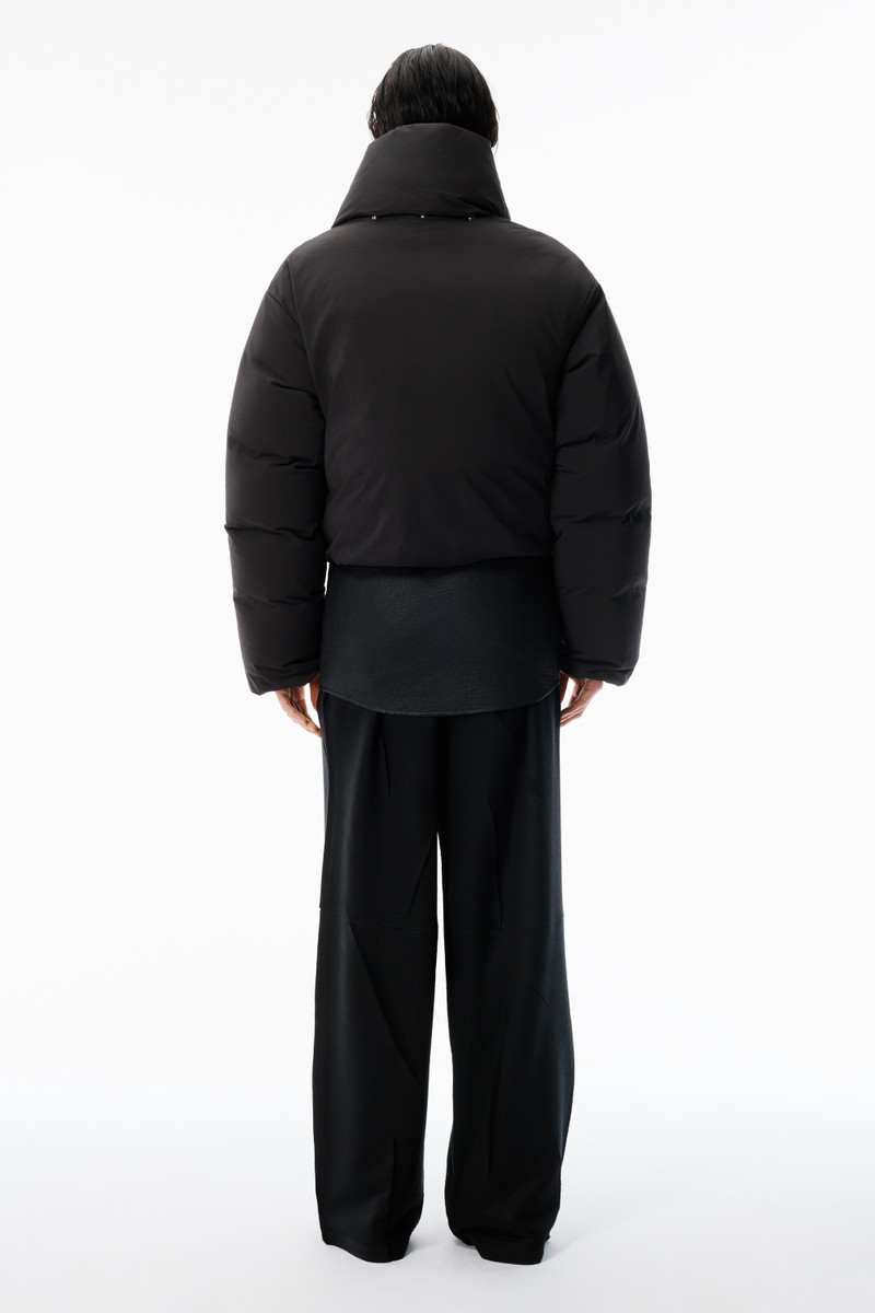 Black Puffer Coat with Detachable Scarf 5