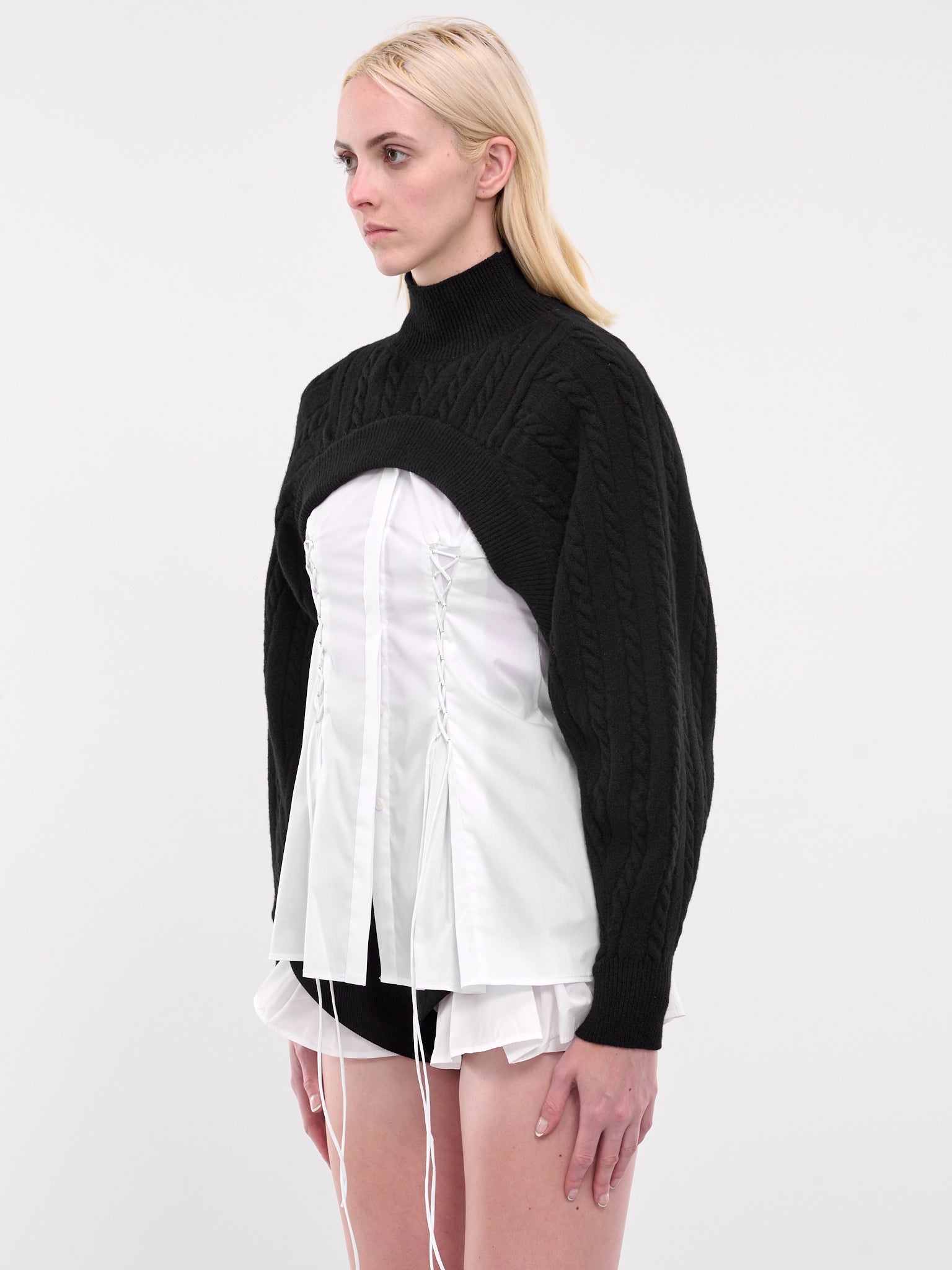 Simone Rocha ニットポンチョ Simone Rocha Cable-Knit Turtleneck Shrug | hlorenzo | REVERSIBLE