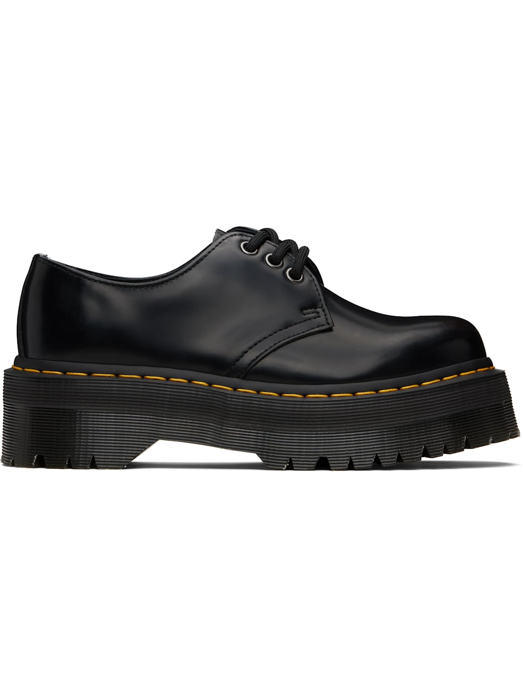Black 1461 Smooth Leather Platform Derbys - 1