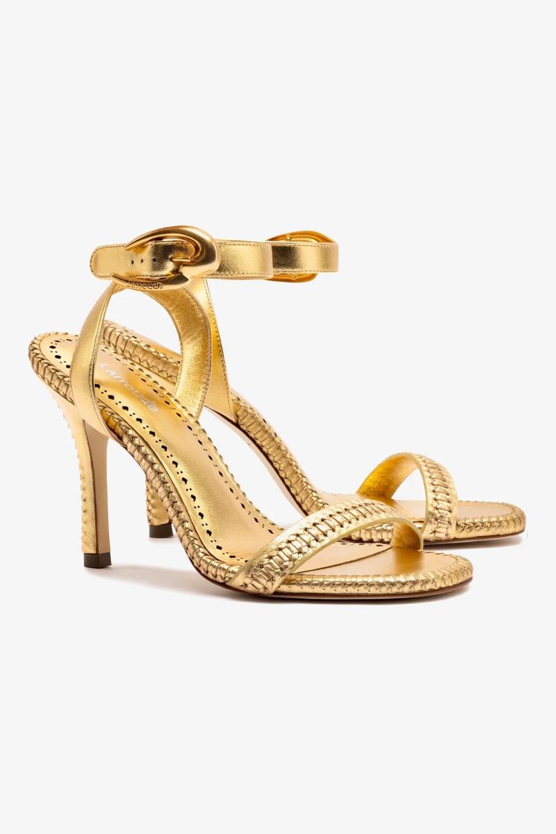 Larroudé Verona Sandal In Gold Metallic Leather outlook