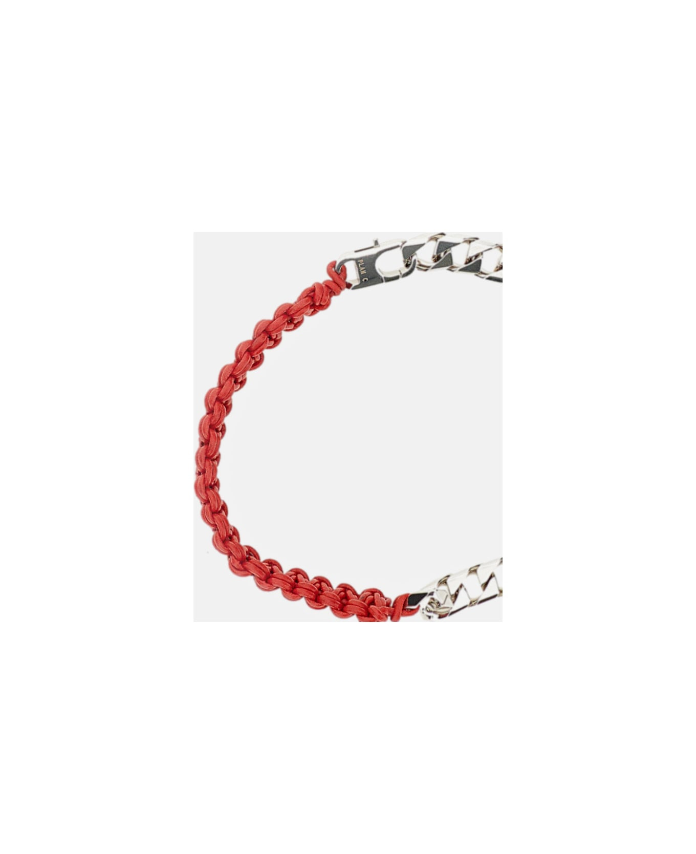 Chain Necklace With Crimson Orange Cord - 2