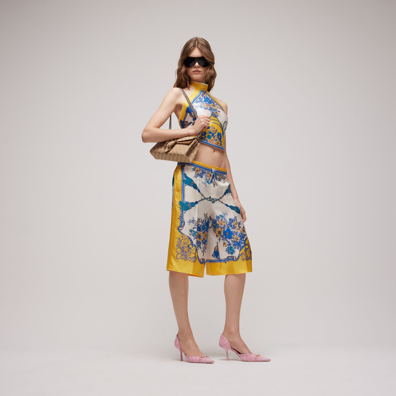 Printed silk twill pants 3