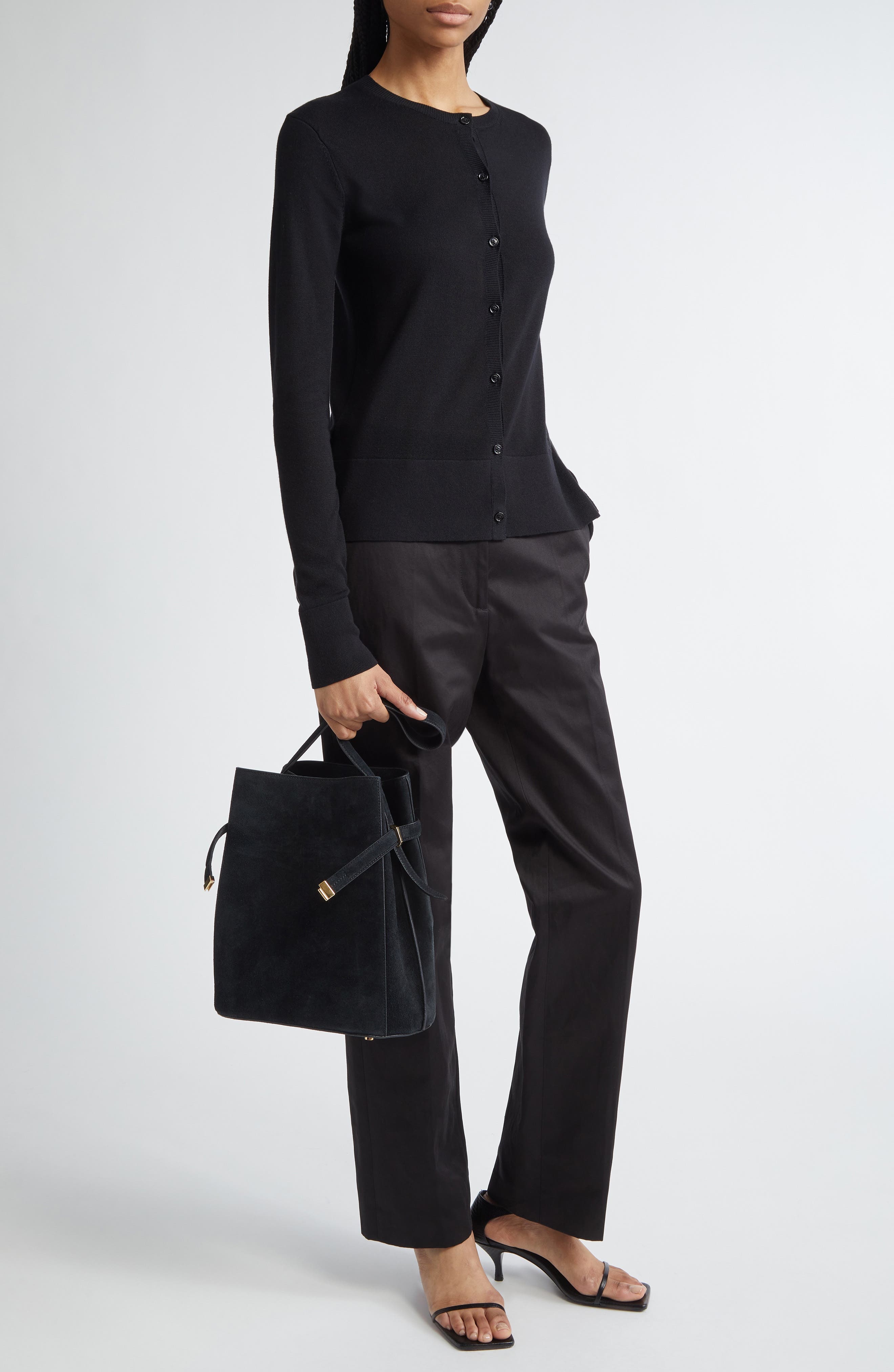 TOTEME Fine Knit Cardigan in Black at Nordstrom - 2