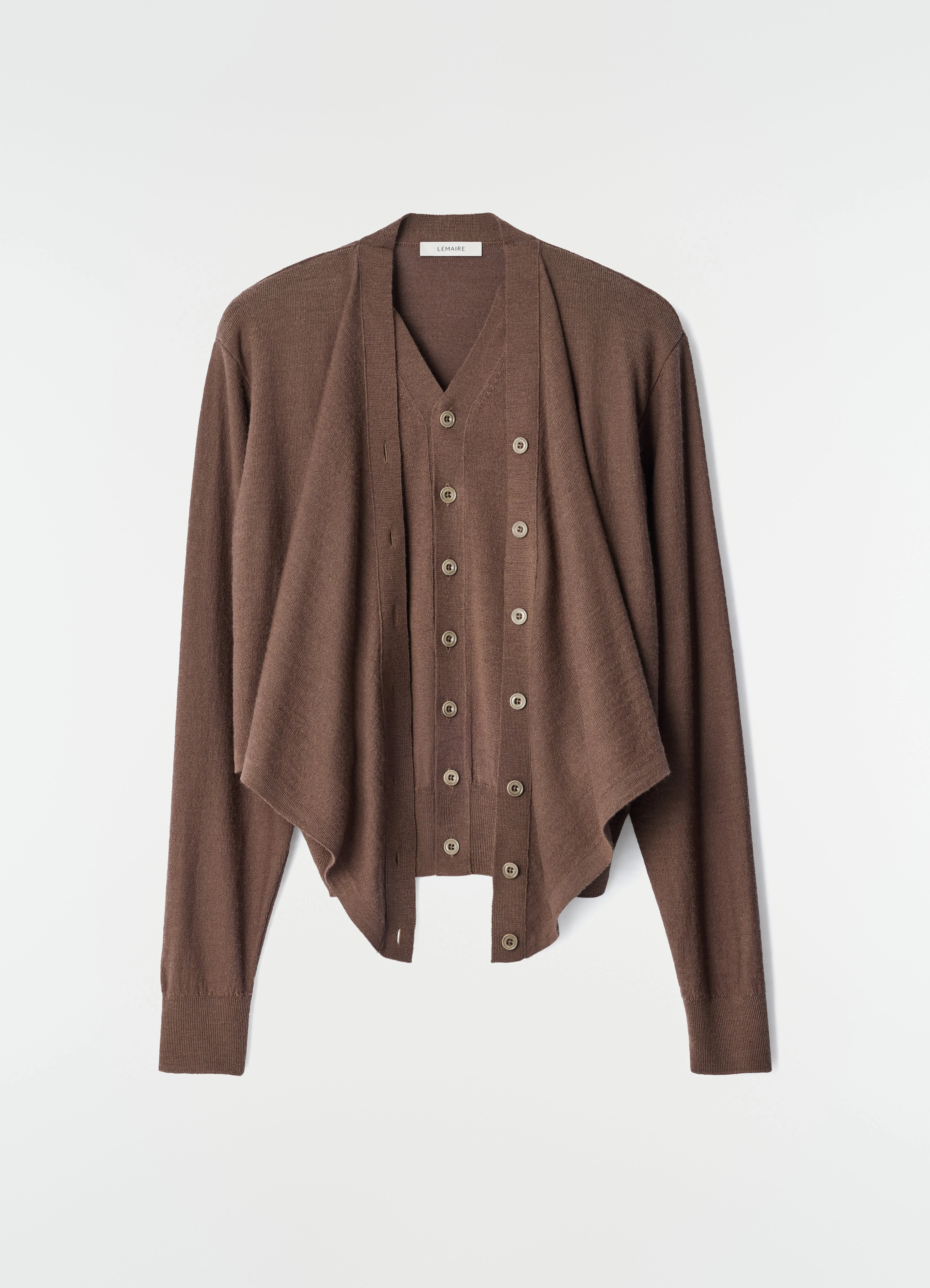 TROMPE-L’ŒIL CARDIGAN IN MERINO WOOL BLEND - 1