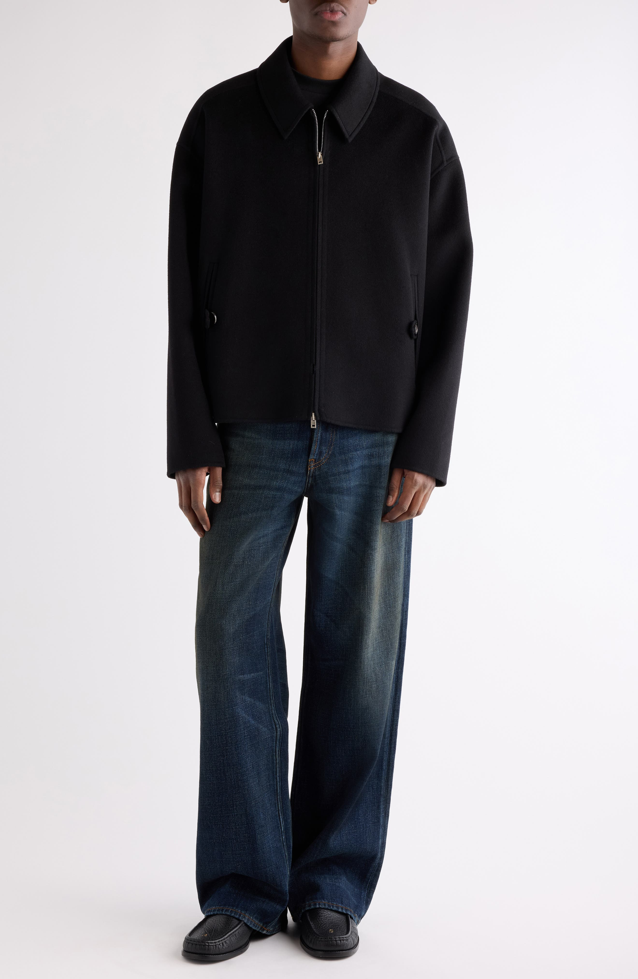 Acne Studios Doveo Double Face Wool Flannel Jacket in Black at Nordstrom - 2
