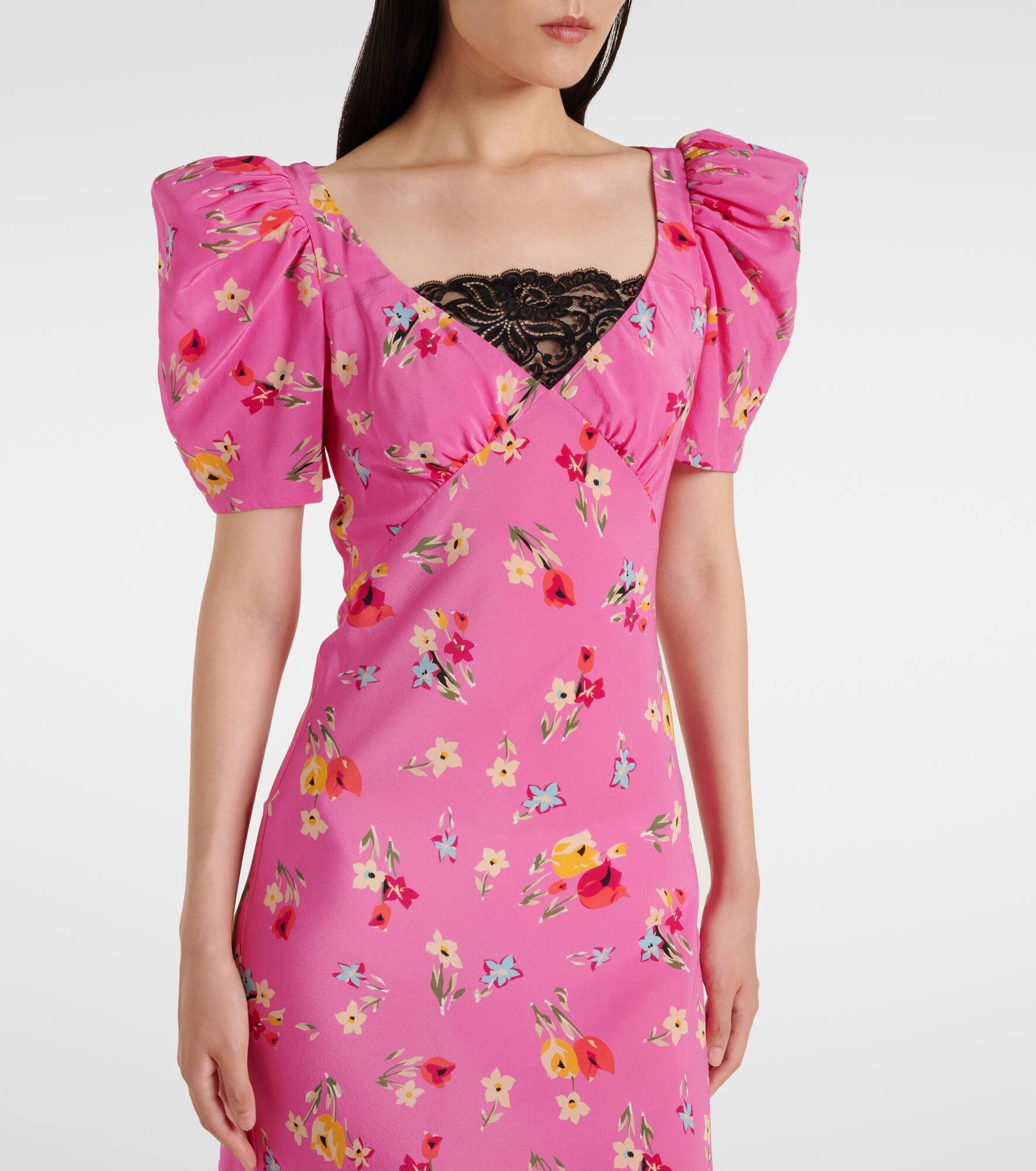 Lace-trimmed silk maxi dress - 4
