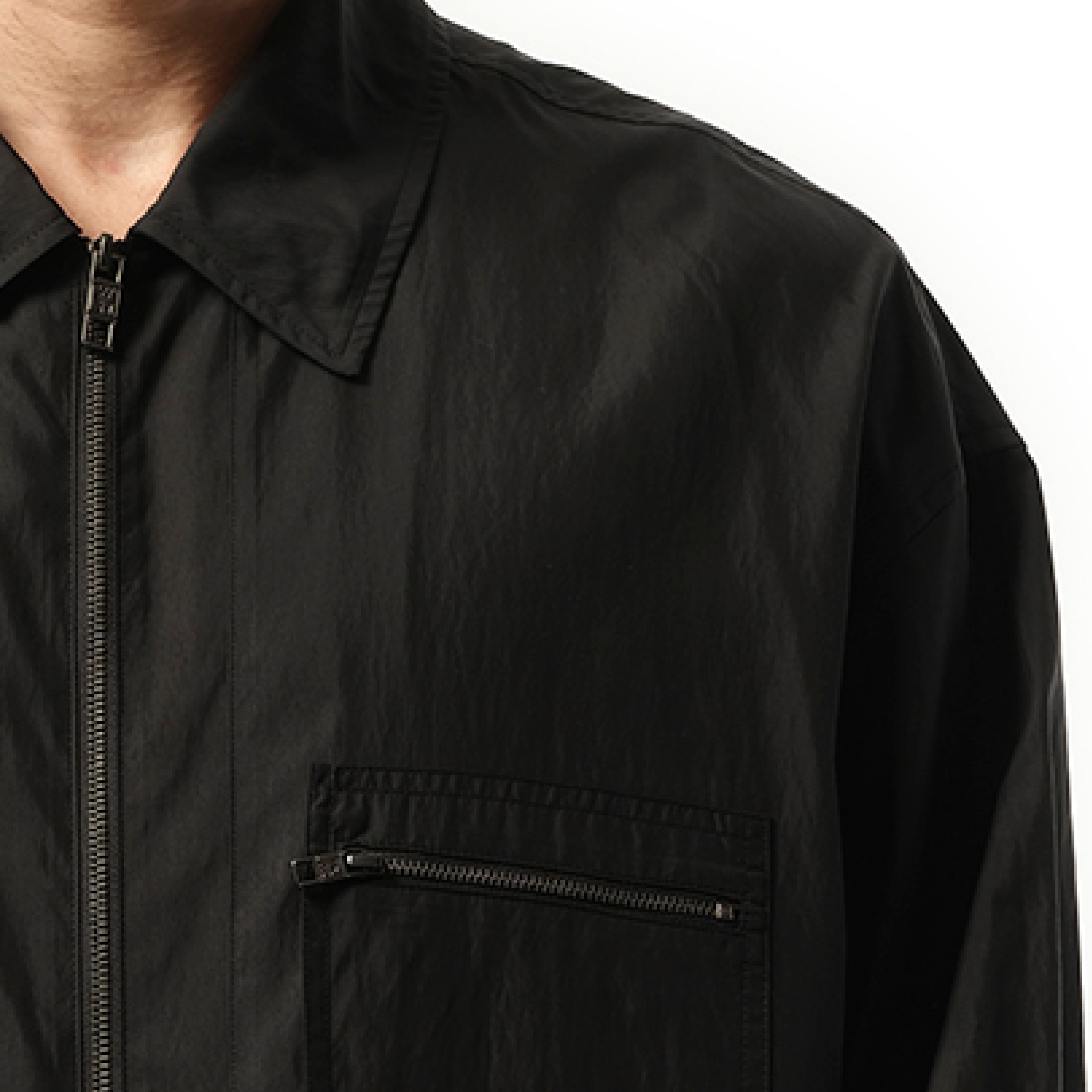 Nylon Zip Shirt in Black - 3