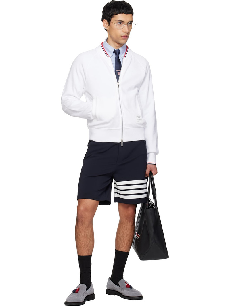 Thom Browne White Pique loopback RWB Tipping Sweater outlook