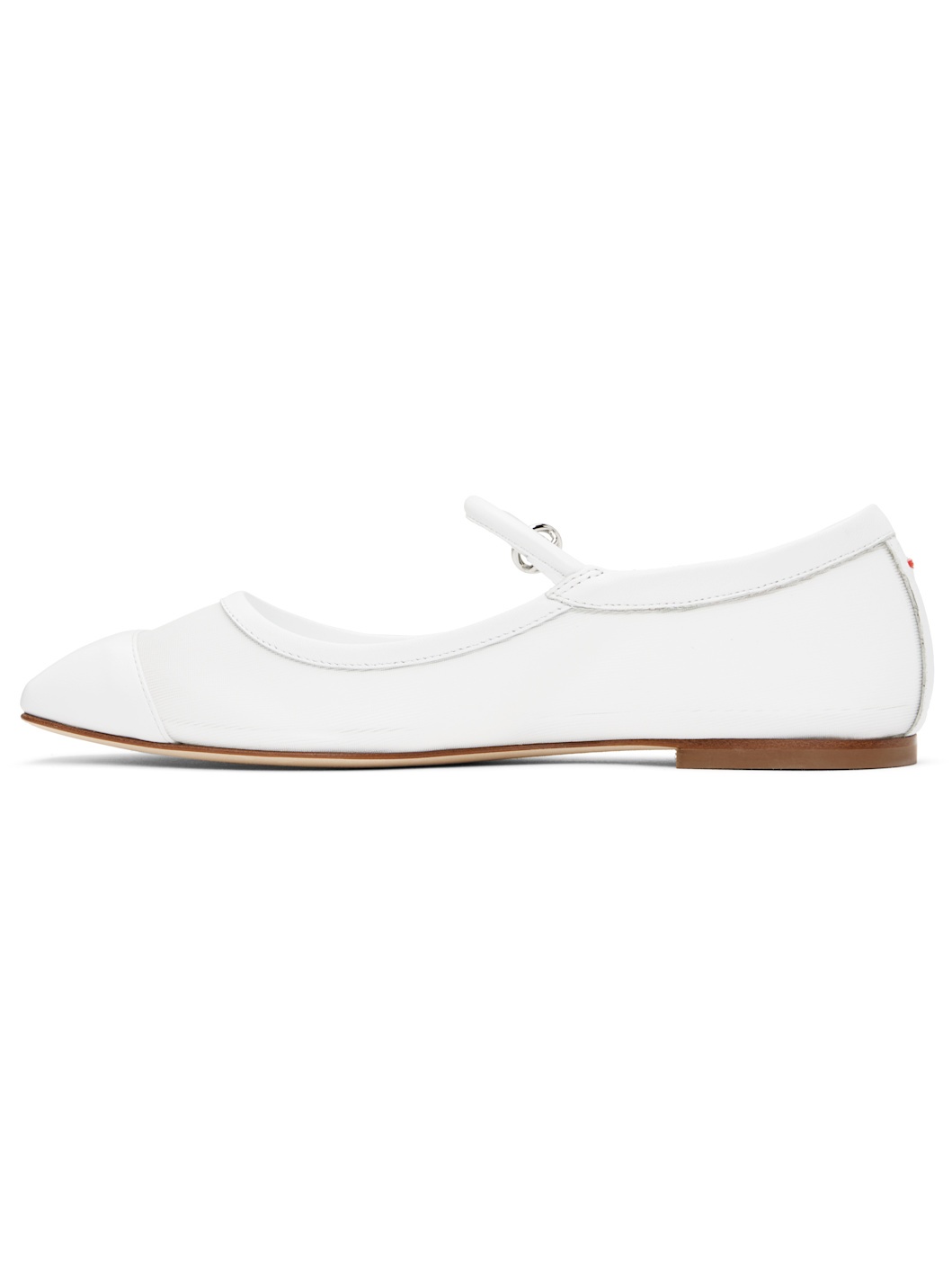 White Uma Mesh Toe-Cap Ballerina Flats - 3