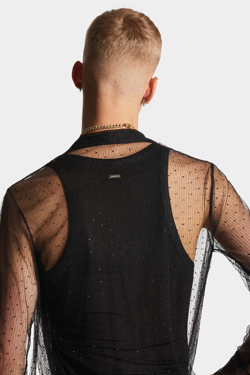 EVENING SEE THROUGH BOW SHIRT - 6