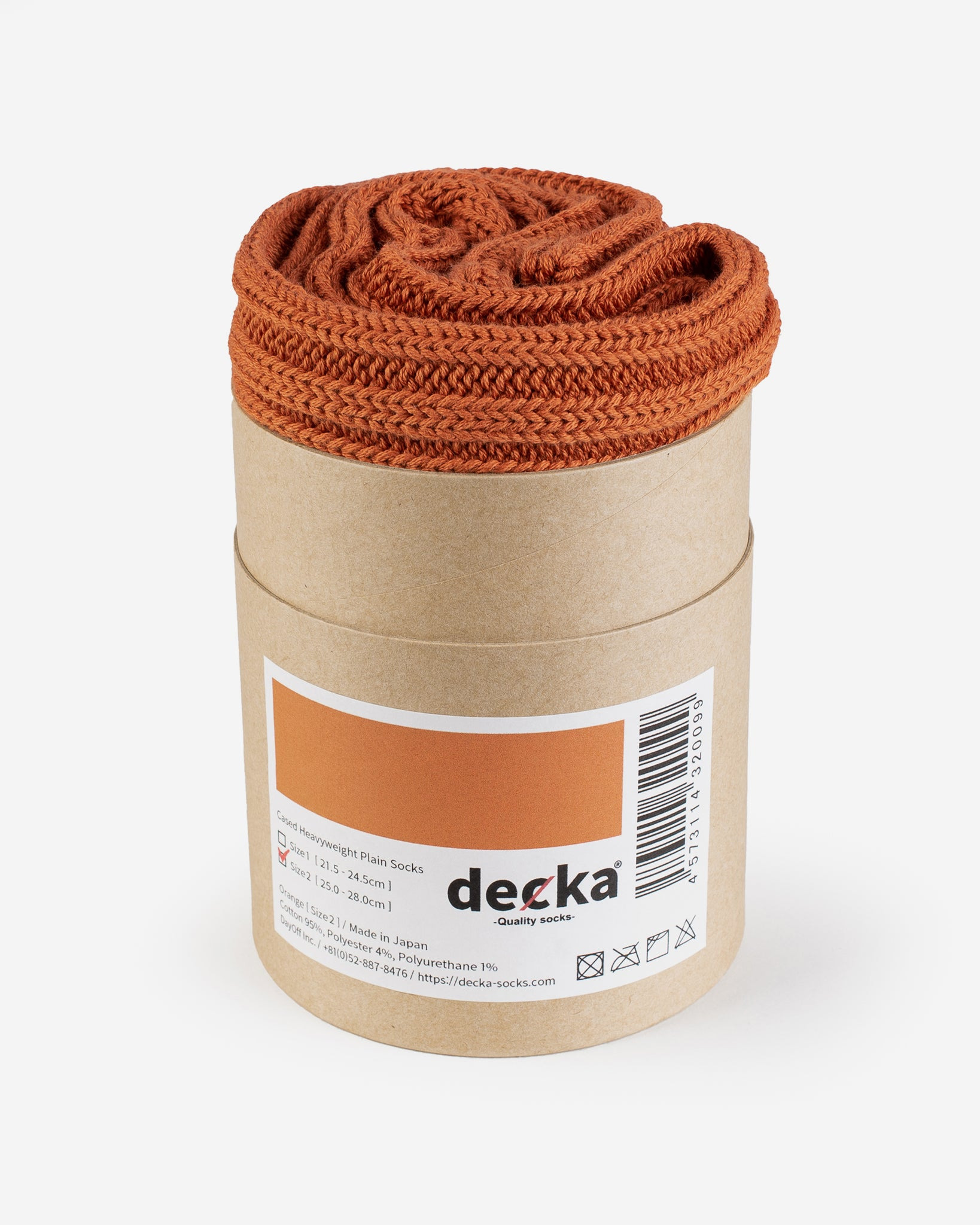 DEC-CAS-ORA Decka Cased Heavyweight Plain Socks - Orange - 1