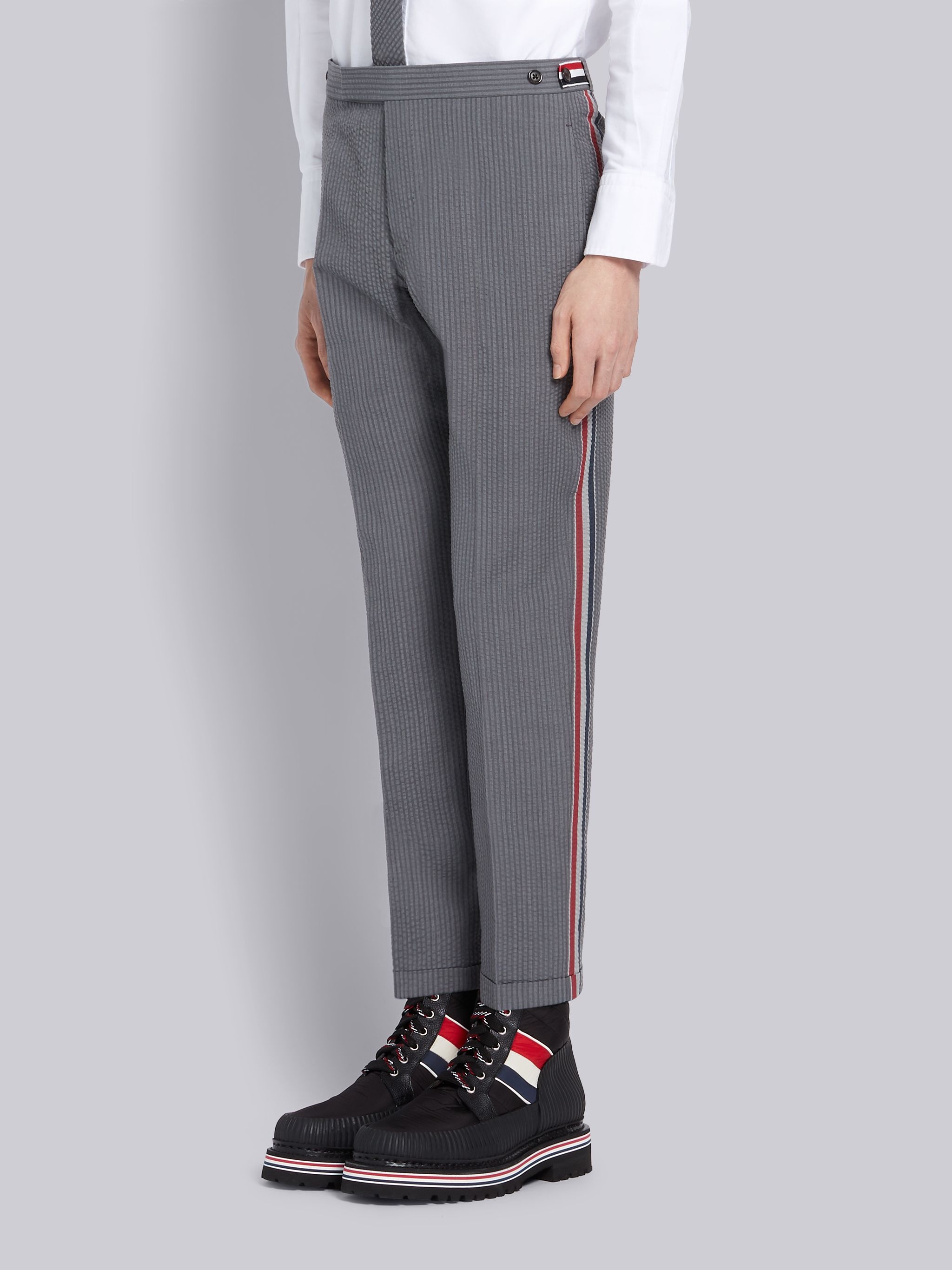 Light Grey Wool Seersucker Low-Rise Trouser - 2