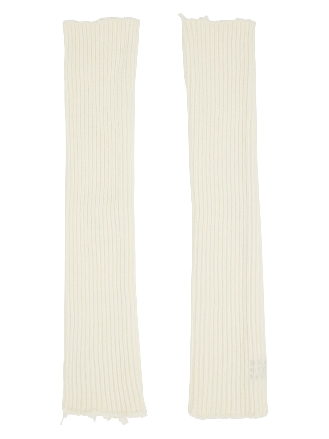 Off-White Ribbed Arm Warmers - 1