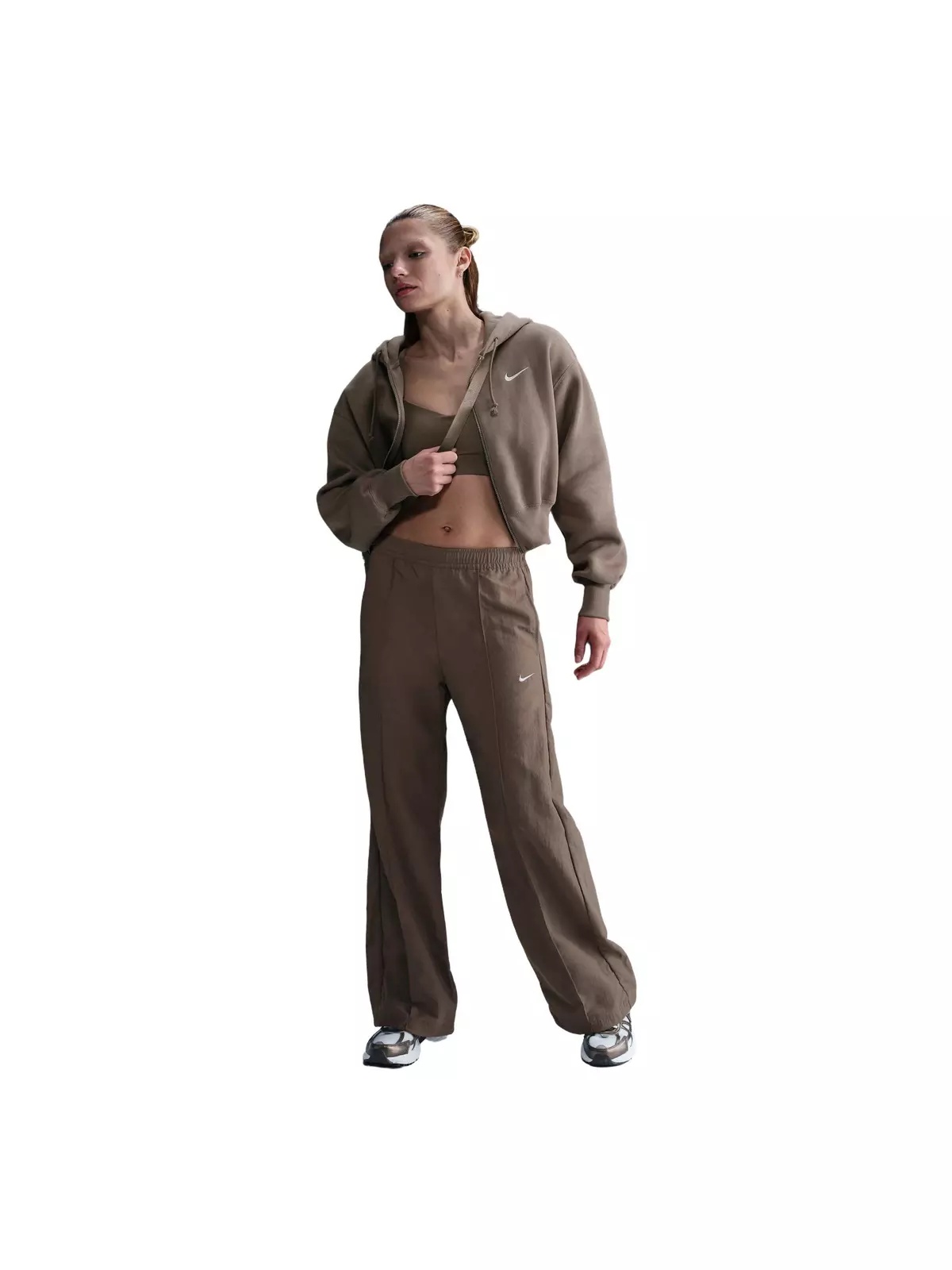 Women's Sportswear Everything Wovens Mid-Rise Open-Hem Pants - Brown - 3