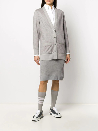 Thom Browne V-neck loopback jersey cardigan outlook