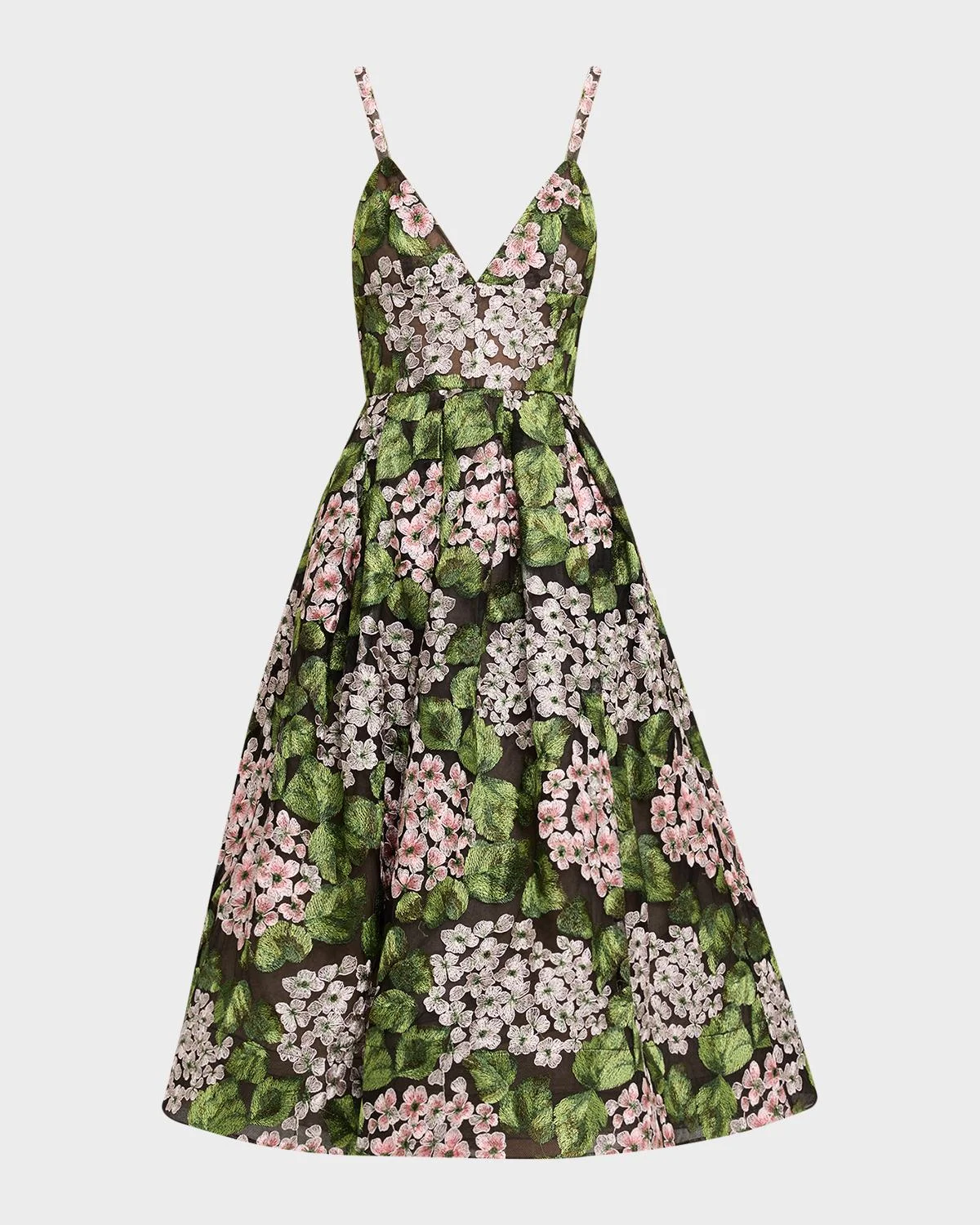Eden Pleated Floral-Embroidered Midi Dress - 1