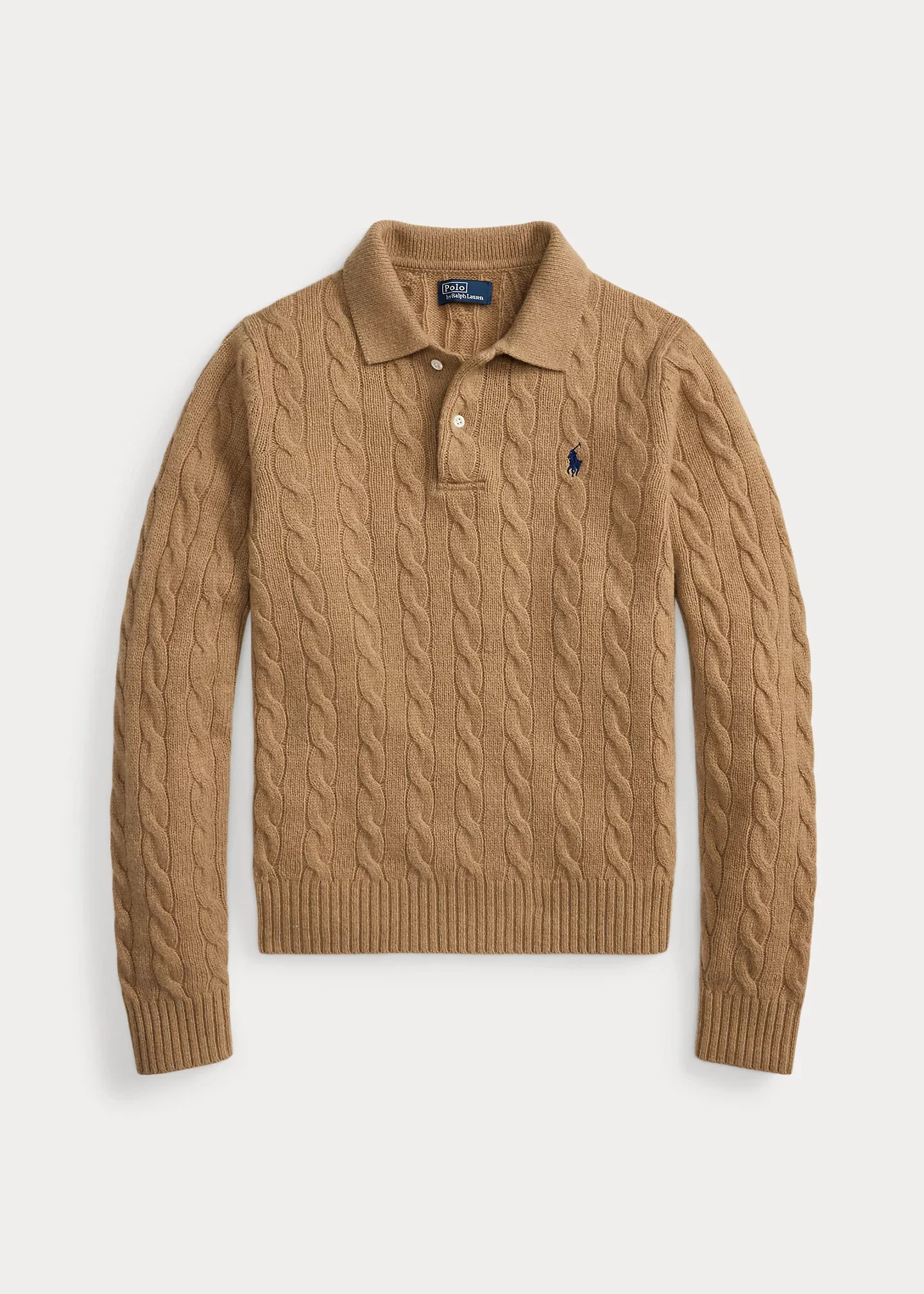 Cable-Knit Wool-Cashmere Polo Sweater - 1