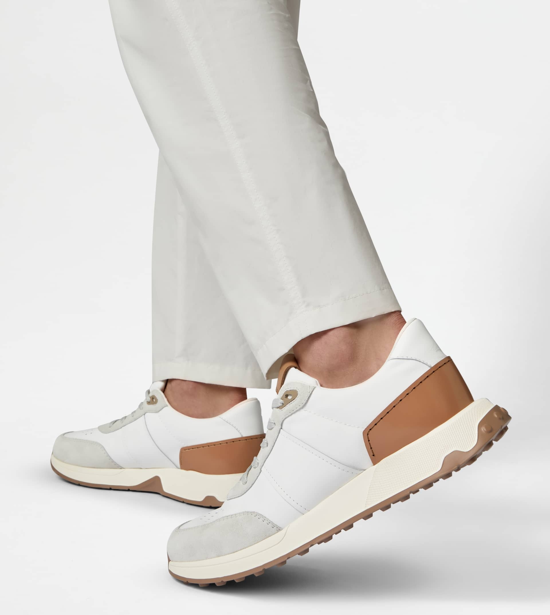SNEAKERS IN LEATHER AND TECHNICAL FABRIC - WHITE - 6