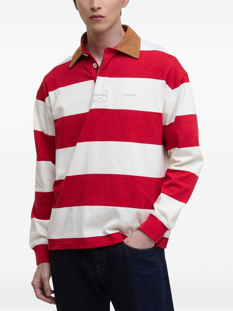 corduroy collar striped polo shirt 1