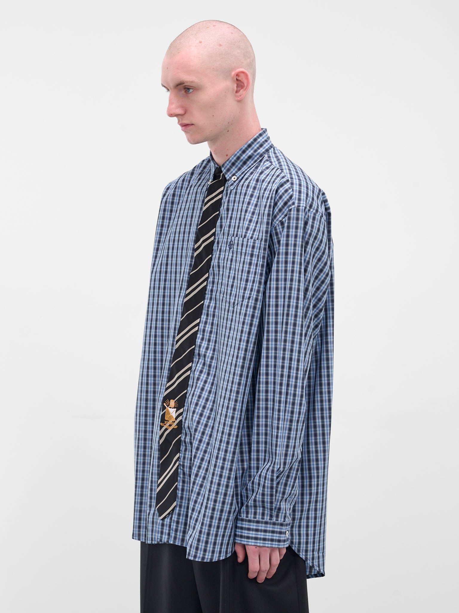 Blue Check Tie Button-Down Shirt - 2