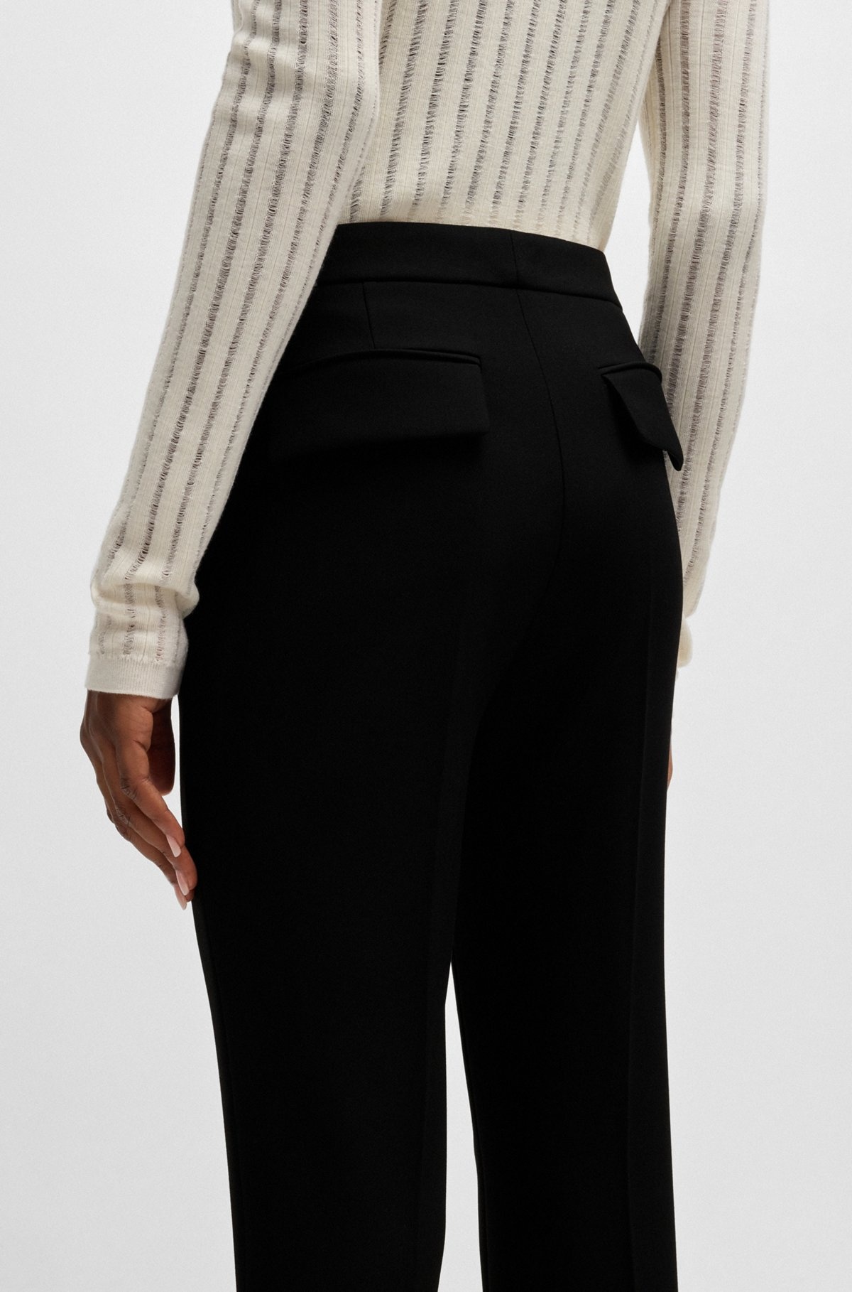HIGH-WAISTED SLIM-FIT TROUSERS WITH FLARED LEG - 5