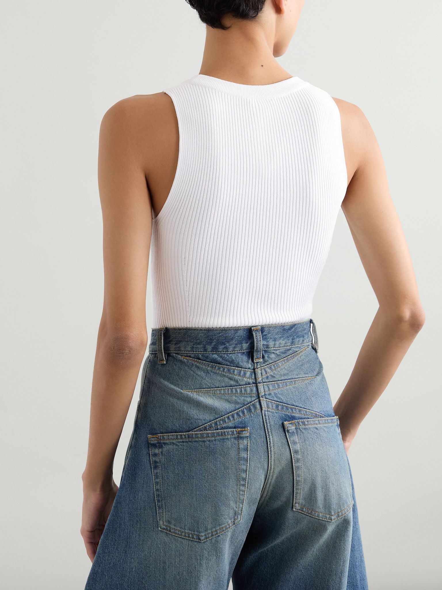 Ribbed-knit bodysuit White - 3