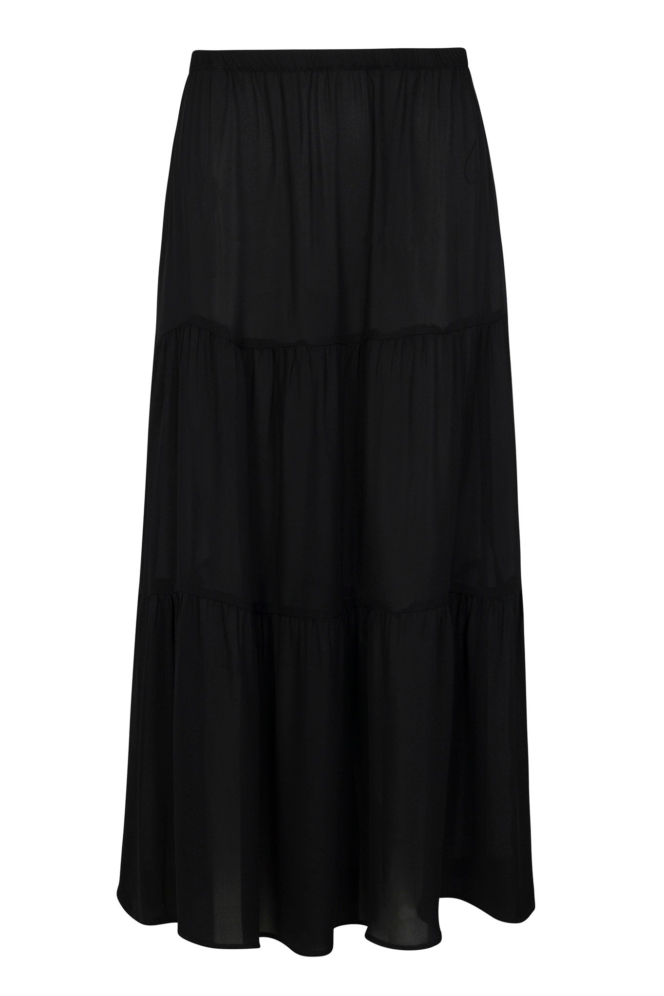 BLACK SILK TIERED MAXI SKIRT - 5