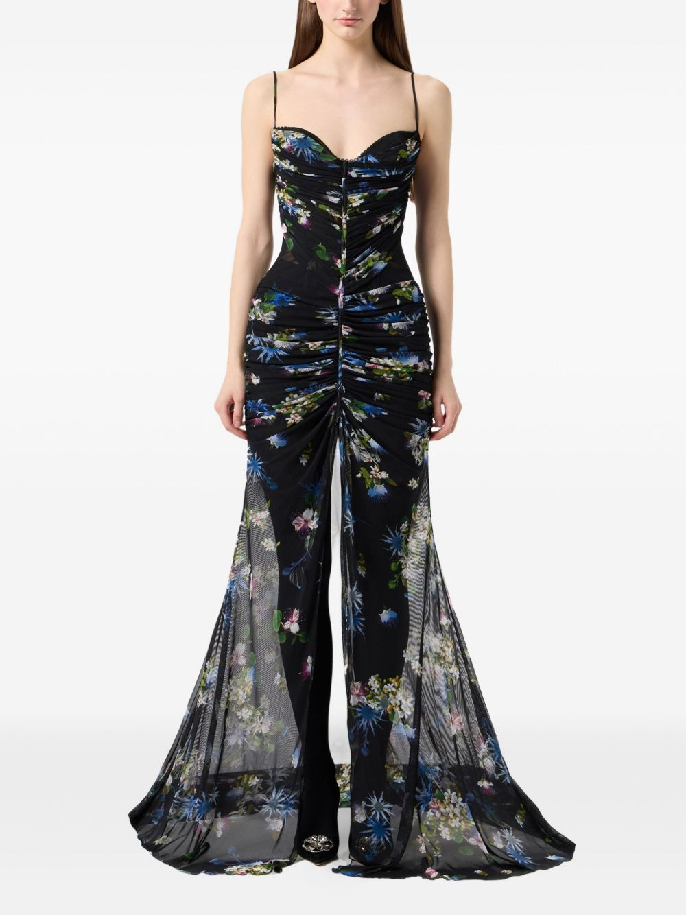 floral-print ruched maxi dress - 2