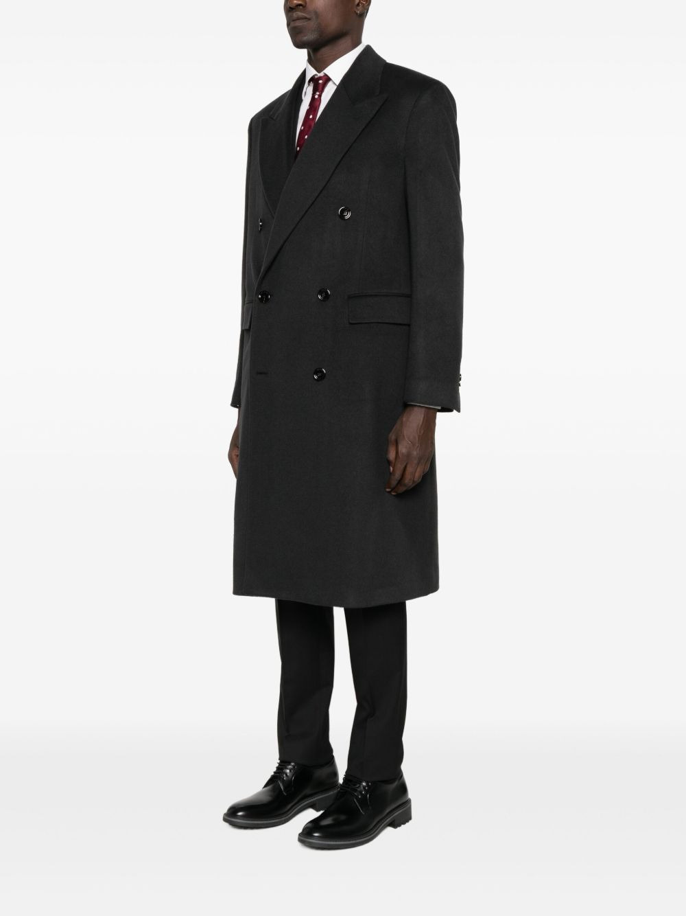 double-breasted cashmere coat - 3