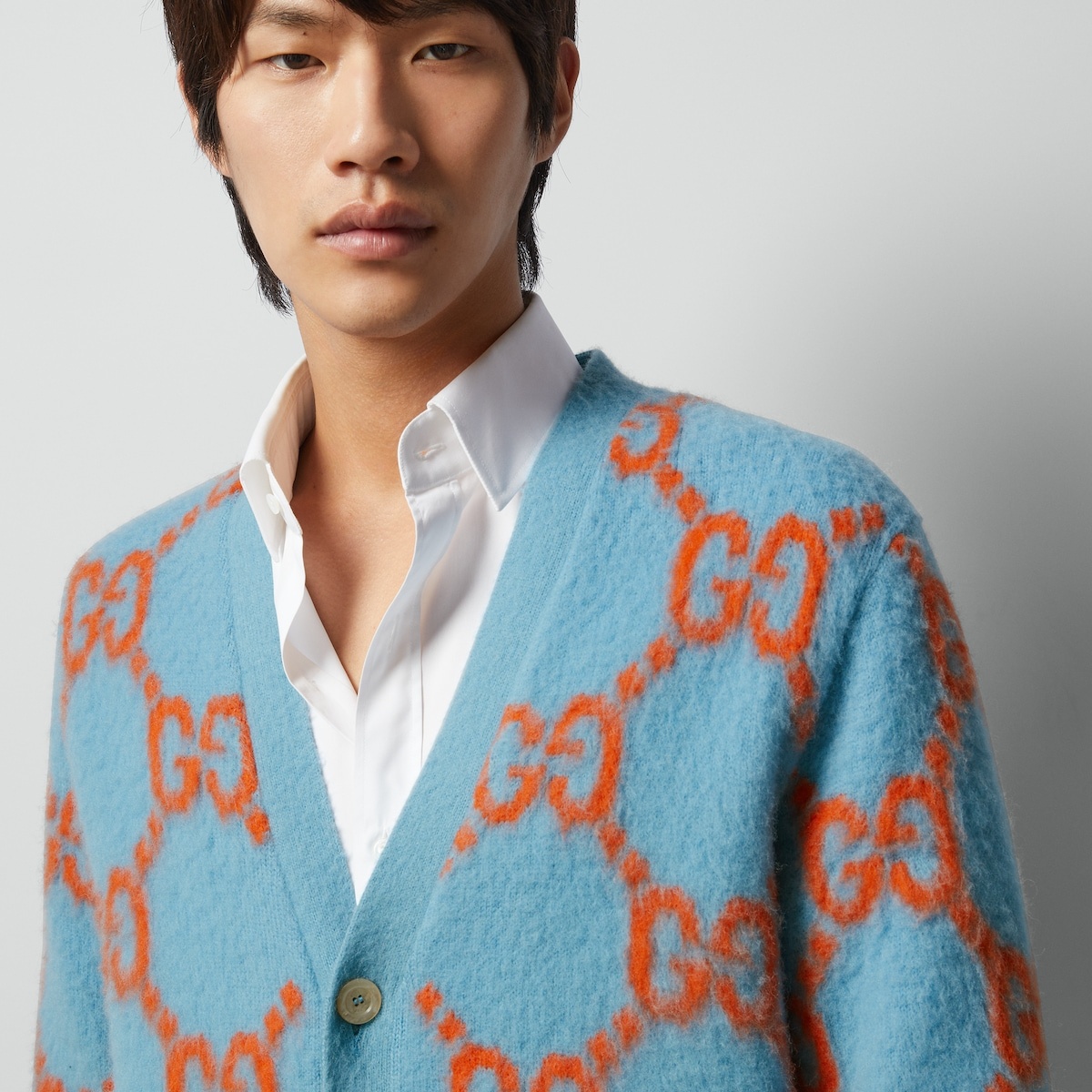 Wool cardigan with GG intarsia - 3