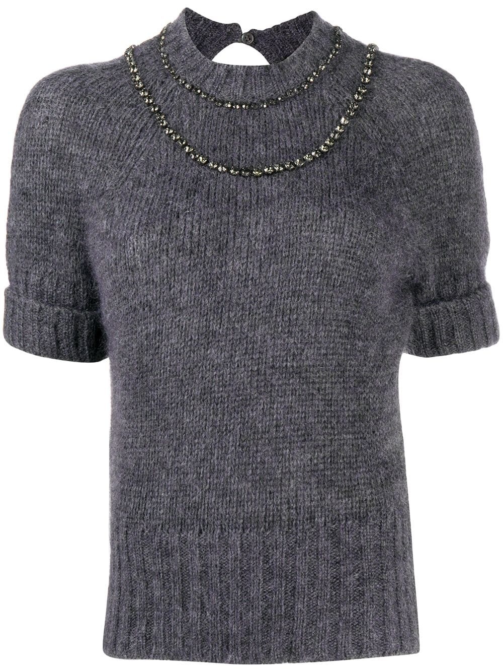 short-sleeve knitted top - 1