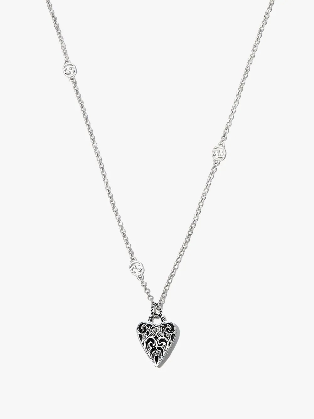 silver heart-pendant necklace - 1