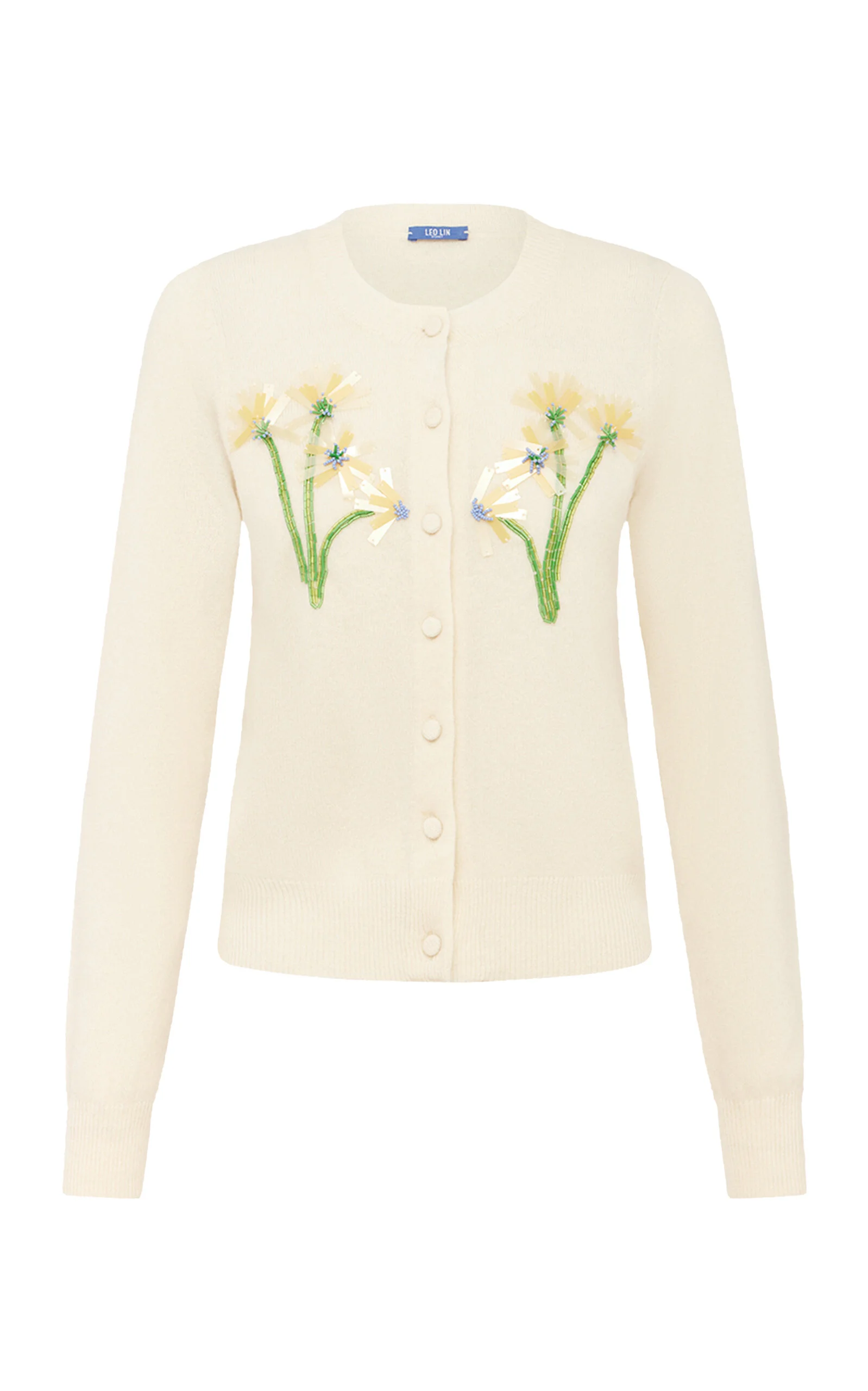 Claire Floral-Embellished Wool-Cashmere Cardigan off-white - 1