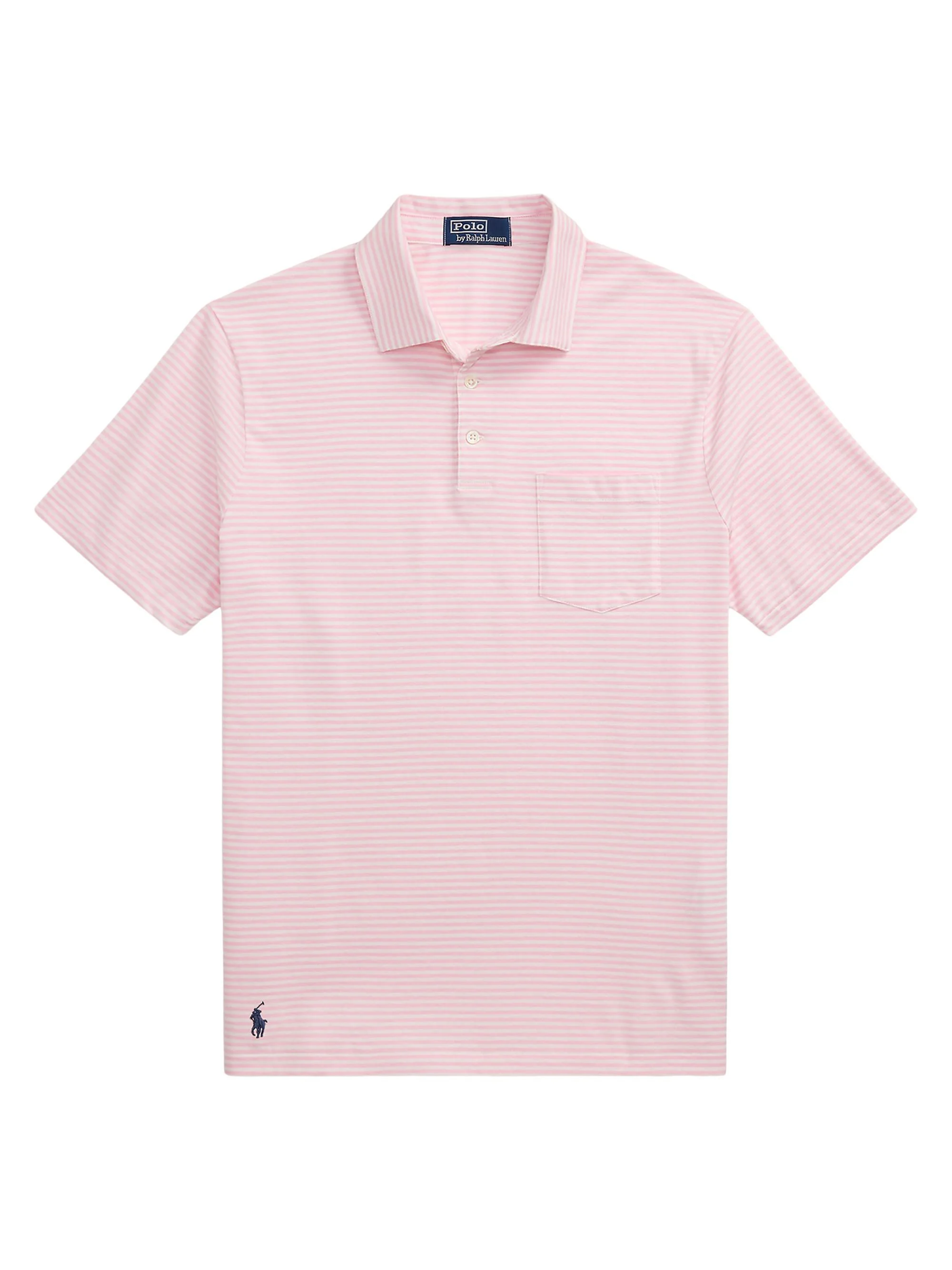 Men's Standard-Fit Striped Lisle Polo Shirt - Garden Pink - 1