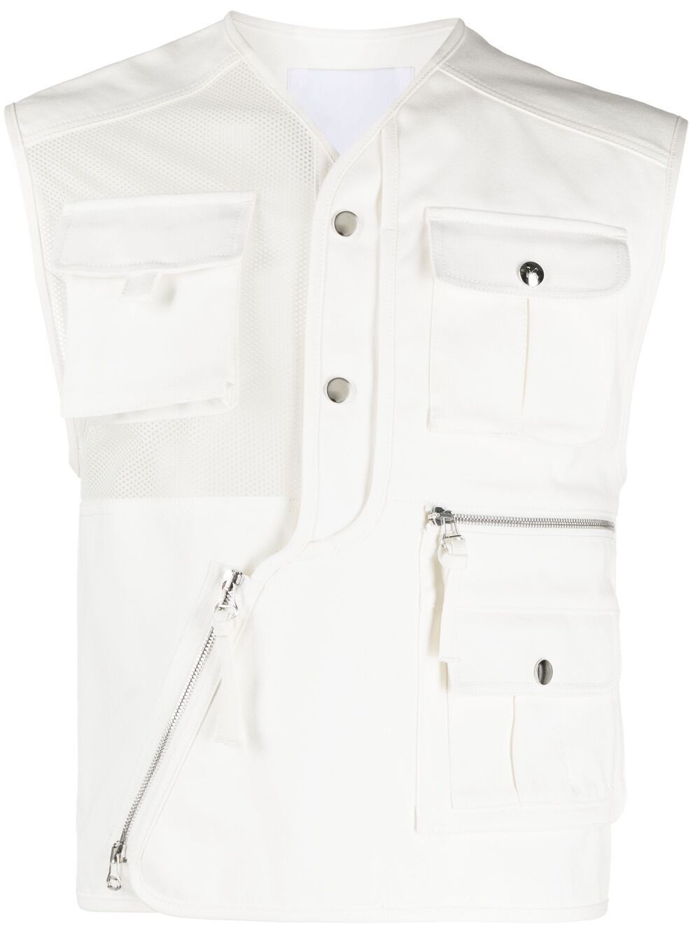 mesh panel multi-pocket vest - 1