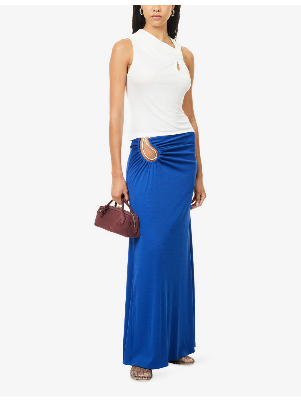 Paisley Ruched Jersey Maxi Skirt - 2