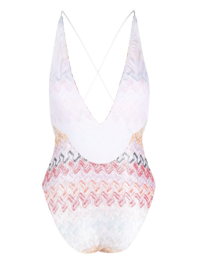 Missoni zigzag-print plunging V-neck swimsuit outlook