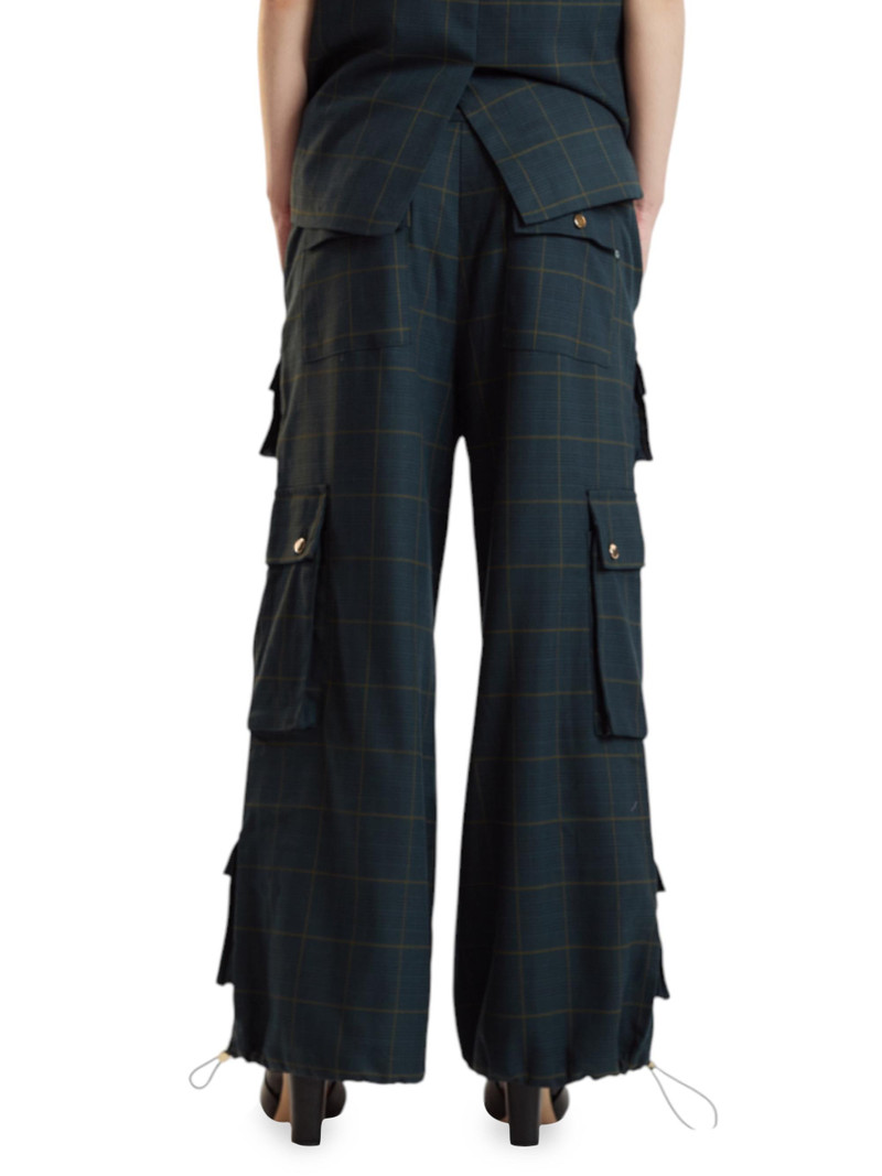 Women's Plaid Cargo Pants - Green Plaid 4