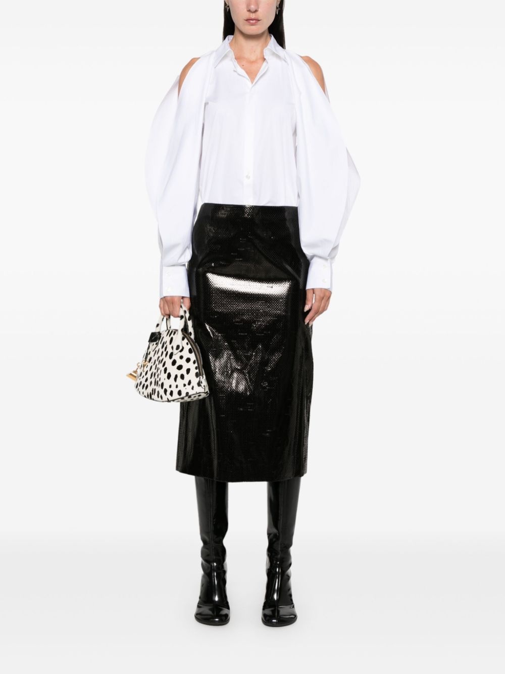 patent midi skirt - 2