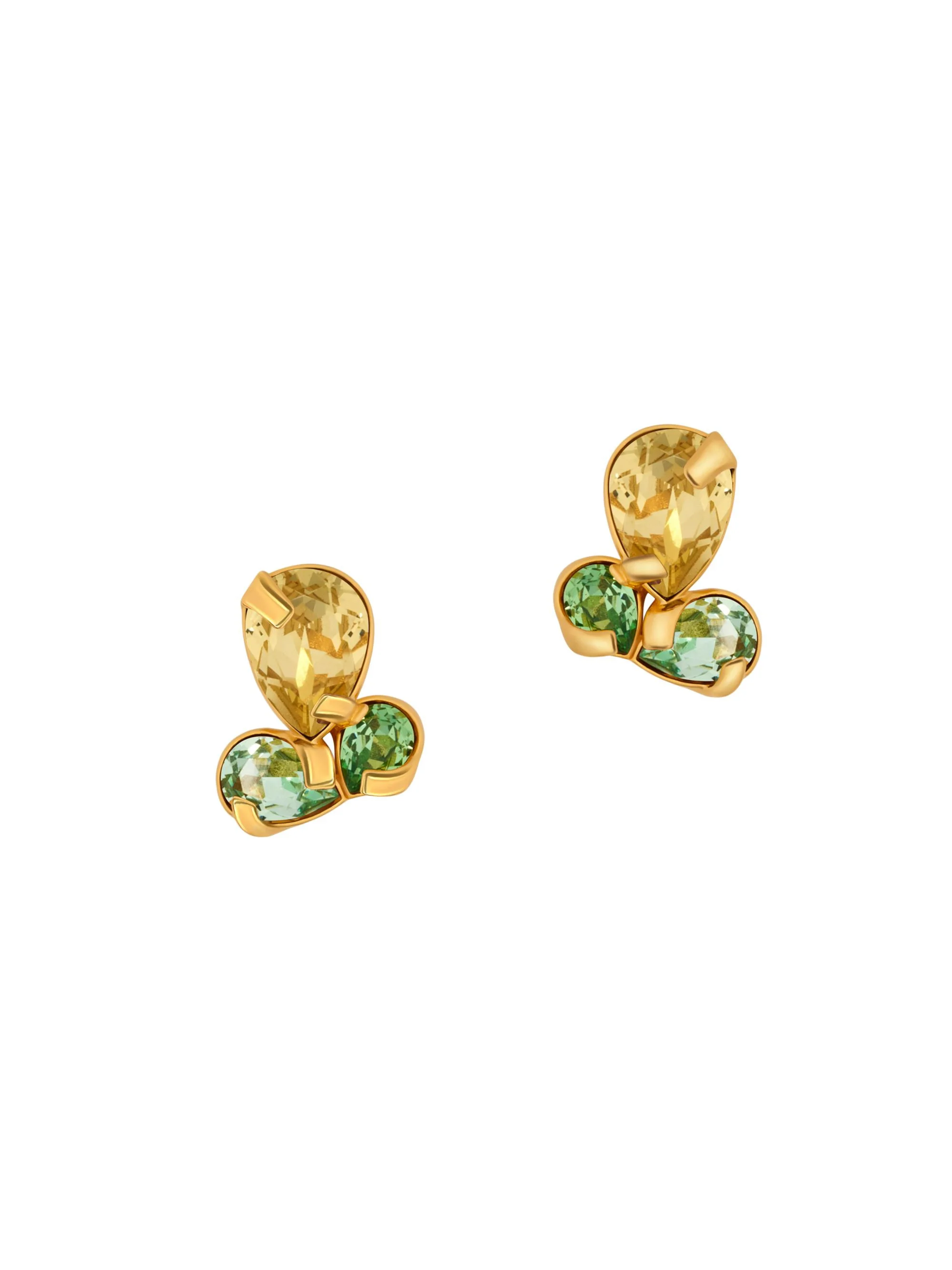 Women's Pear Rhinestone 24K-Gold-Plated Stud Earrings - Peridot - 1
