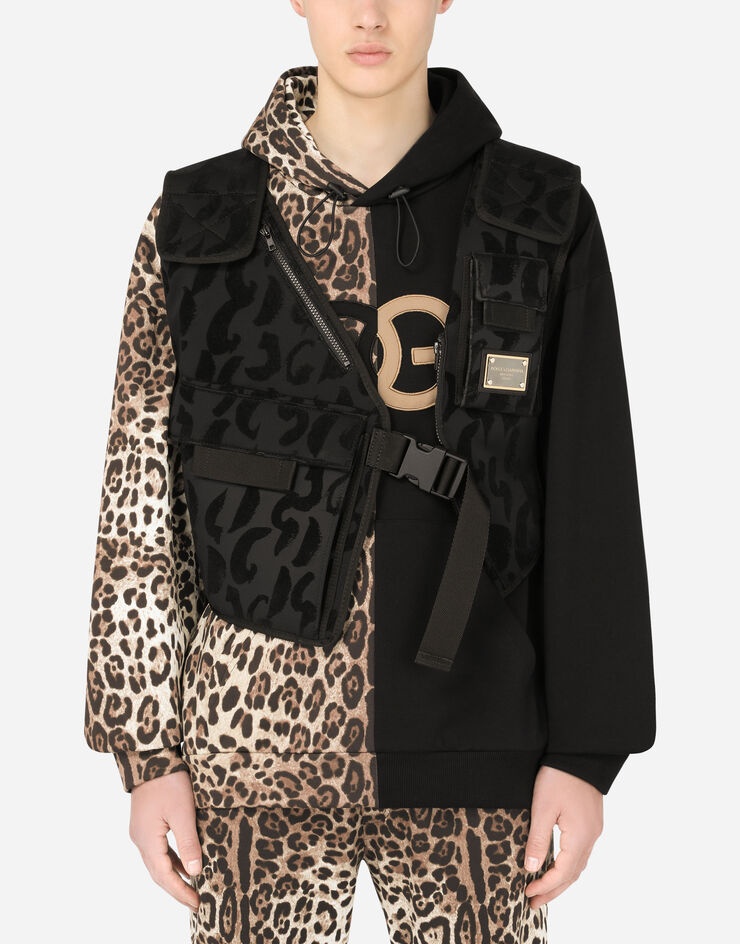 Flocked leopard-print vest with patch - 1