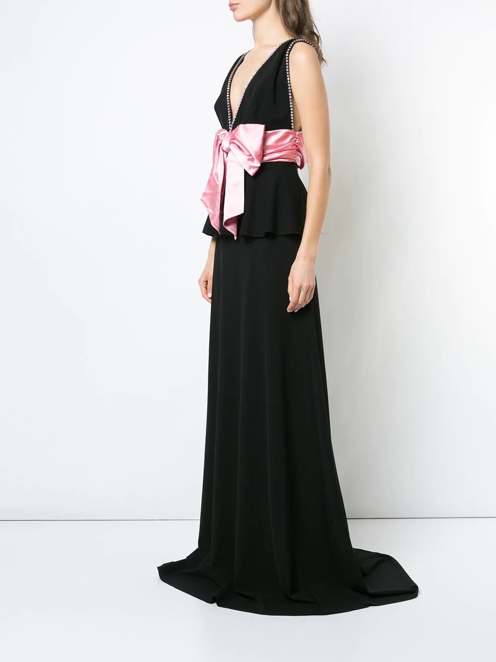 bow detail evening dress - 3